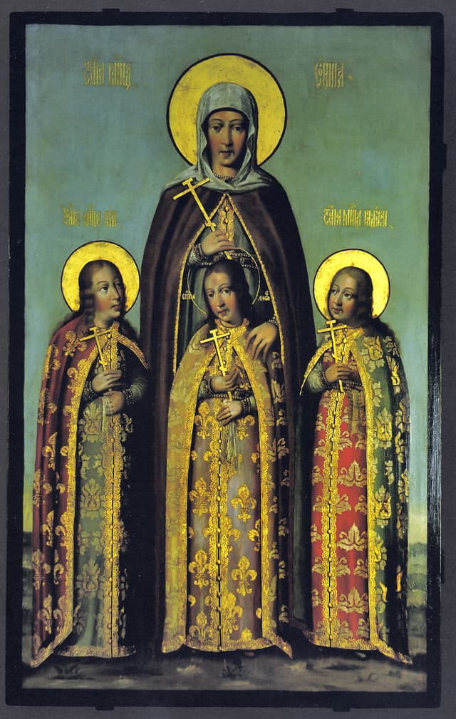 Icon of Saint Sophia with her daughters Faith, Hope, and Charity by Karp Zolotaryov