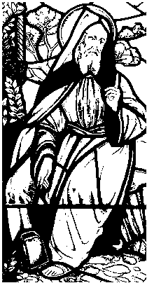 Stained-glass window of Saint Beuno