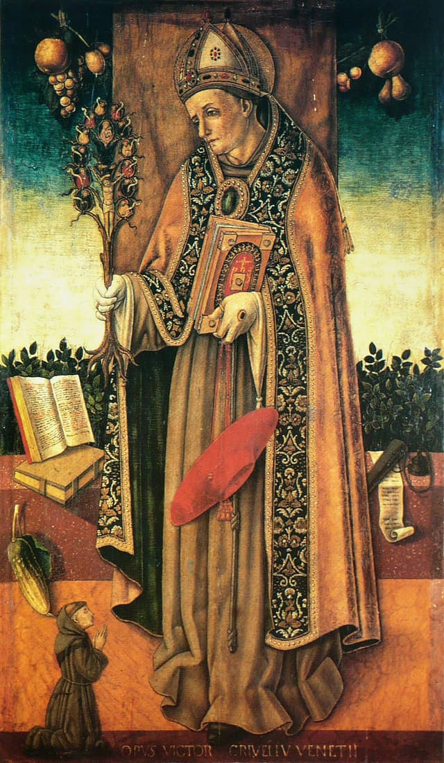 Saint Bonaventure holding the tree of redemption