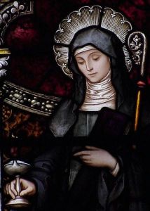 Saint Brigid of Kildare in stained glass