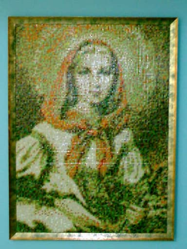 Saint Dymphna mosaic based on an old holy card