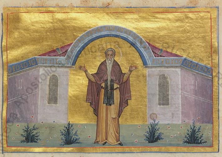 Saint Euthymius the Great from the Menologion of Basil II