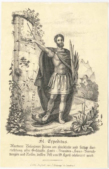 Devotional lithograph of Saint Expeditus