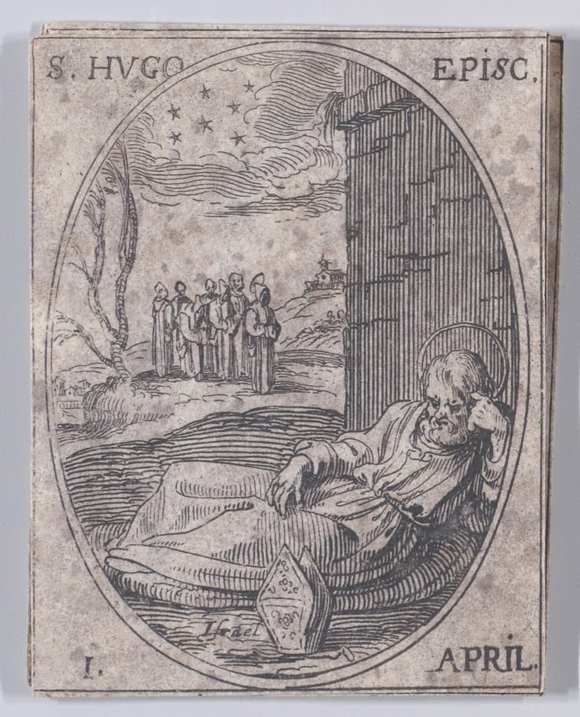 Saint Hugh of Grenoble in a seventeenth-century devotional print