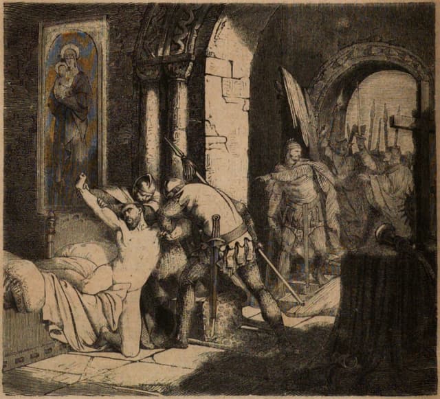 Depiction of Pope Martin I being taken prisoner