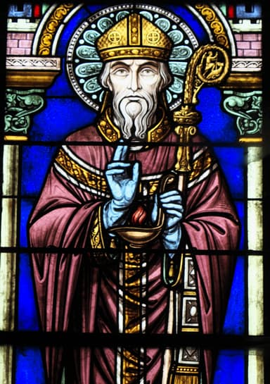 Devotional stained glass of Saint Narcissus of Jerusalem