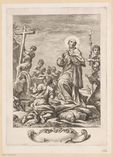 Saint Turibius de Mogrovejo striking water from a rock