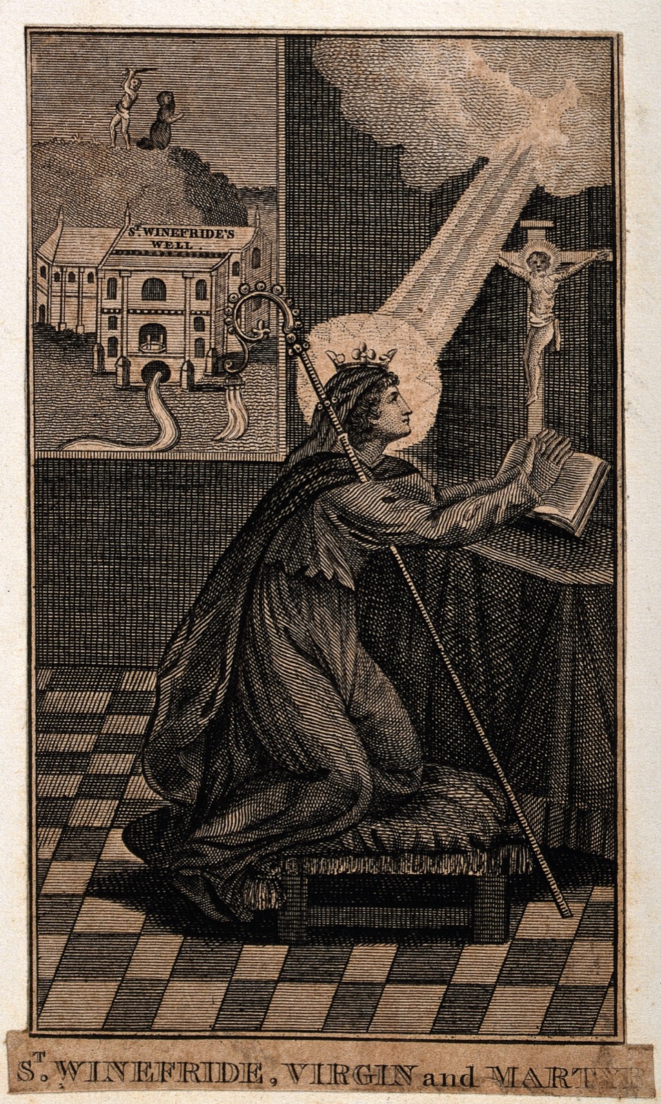 Devotional engraving of Saint Winifred