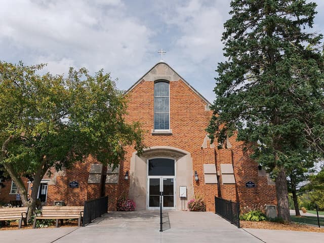 The front of the Apparition Chapel at the National Shrine of Our Lady of Champion