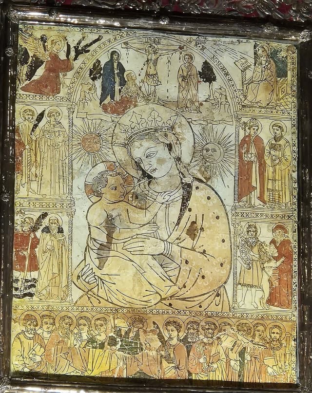 The historic Madonna del Fuoco woodcut venerated at Forlì