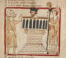 Saint Augustine of Canterbury baptizing King Æthelberht in a medieval manuscript miniature