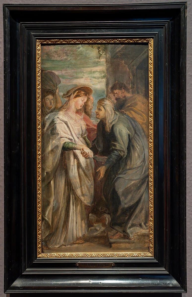 The Blessed Virgin Mary greeting Saint Elizabeth in a painting by Peter Paul Rubens
