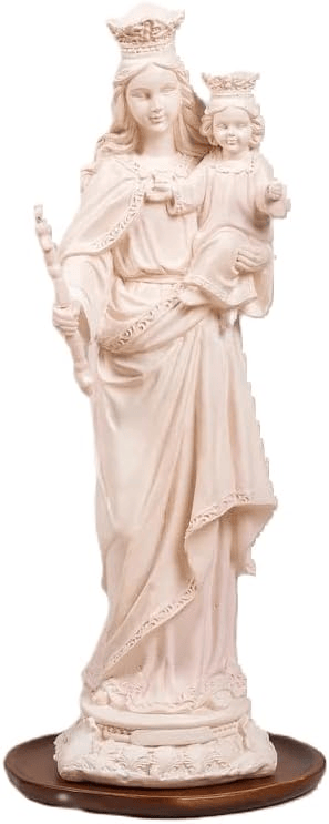 White 16-inch statue of Our Lady Help of Christians holding the Christ Child