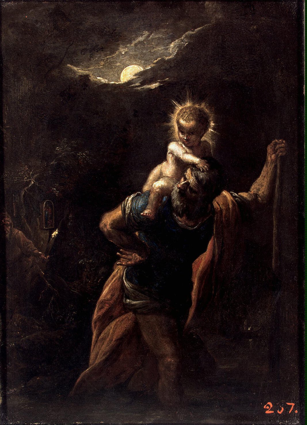 Saint Christopher carrying the Infant Christ by Adam Elsheimer