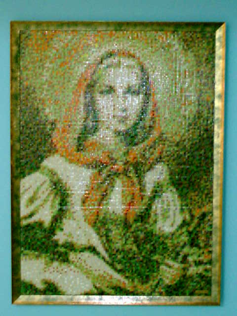 Saint Dymphna mosaic based on an old holy card