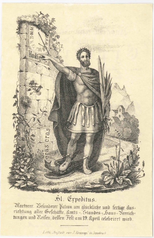 Devotional lithograph of Saint Expeditus