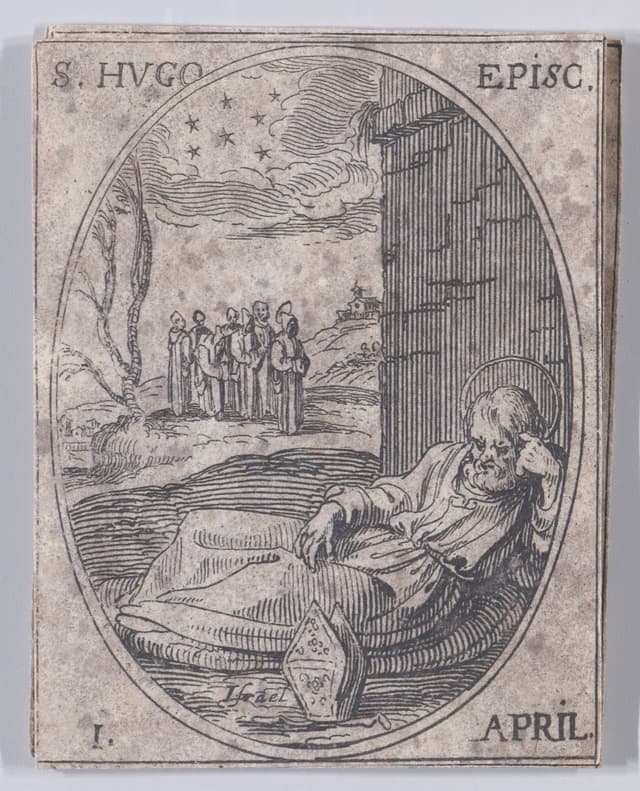 Saint Hugh of Grenoble in a seventeenth-century devotional print