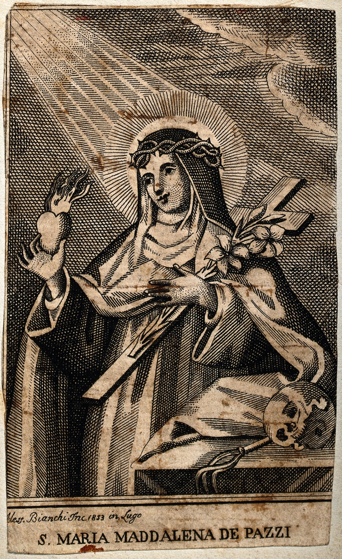 Saint Mary Magdalen dei Pazzi devotional etching