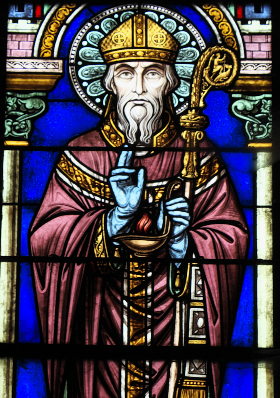 Devotional stained glass of Saint Narcissus of Jerusalem
