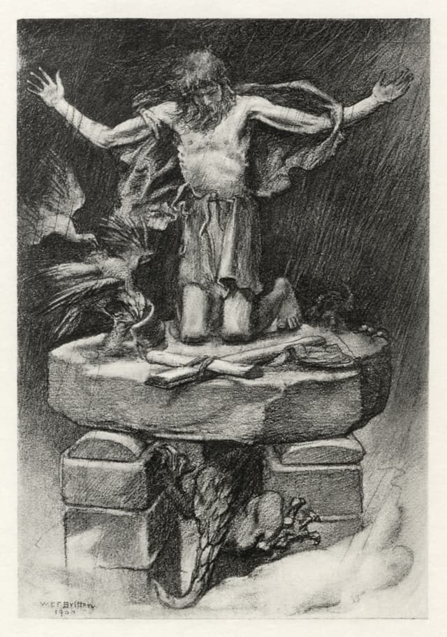 Saint Simeon Stylites standing on his pillar