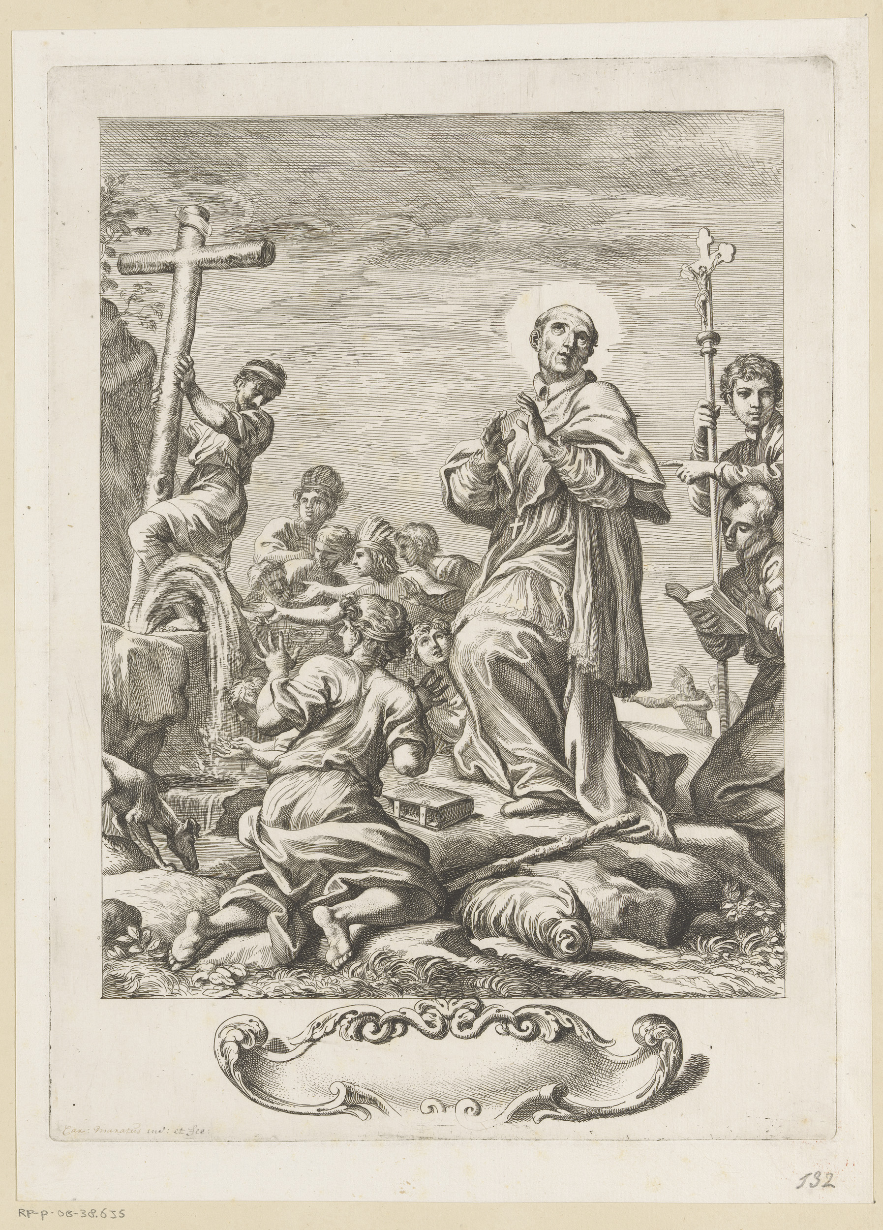 Saint Turibius de Mogrovejo striking water from a rock