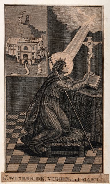 Devotional engraving of Saint Winifred