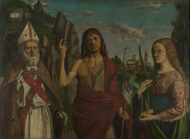 Saint Zeno with Saint John the Baptist and a female martyr by Bartolomeo Montagna