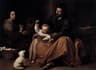 Mary and Saint Joseph with the Child Jesus holding a little bird