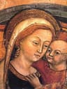 Our Lady of Good Counsel with the Child Jesus resting against her cheek