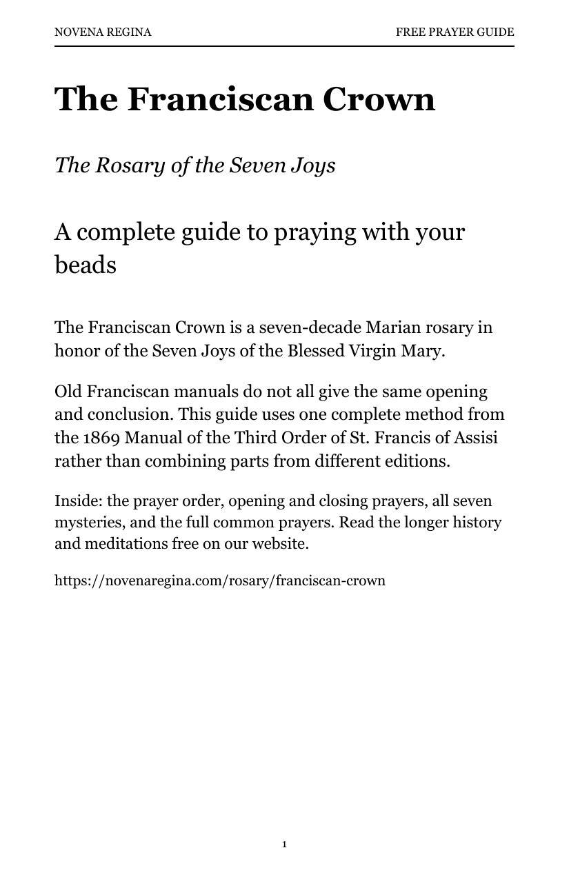 Cover of the free eight-page Franciscan Crown prayer guide