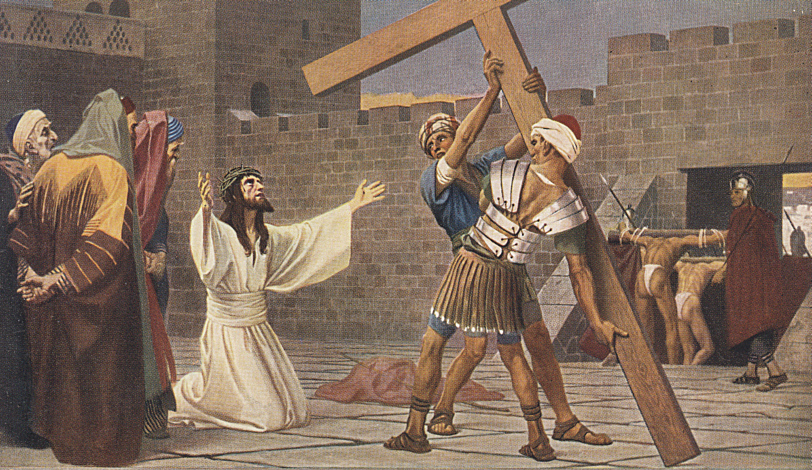 Traditional illustration for Station 2: Jesus Takes Up His Cross