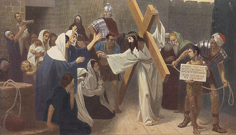 Traditional illustration for Station 8: Jesus Speaks to the Women of Jerusalem