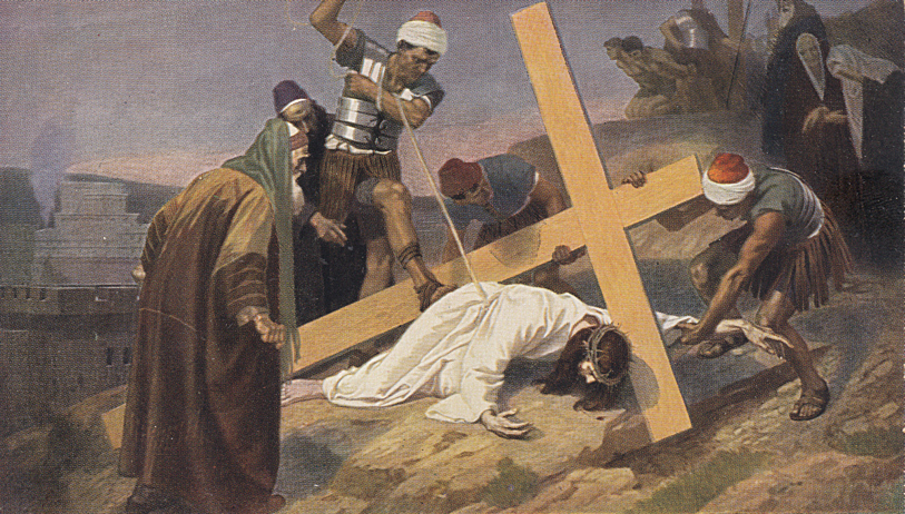 Traditional illustration for Station 9: Jesus Falls the Third Time